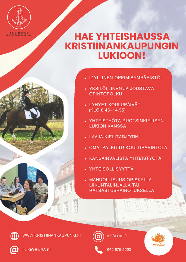 Kristiinankaupungin lukion mainos 128x180mm