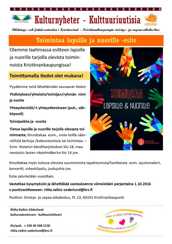 Toimintaa lapsille ja nuorille 2016