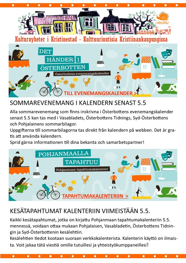 Evenemangskalender Tapahtumakalenteri