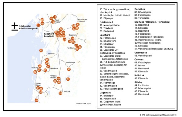 Idrottsplatser i byarna