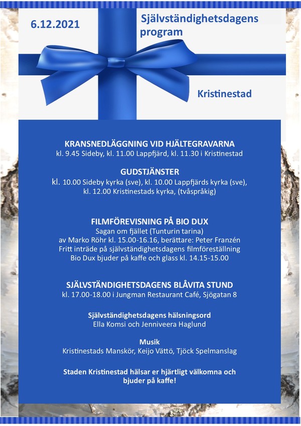 Självständighetsdagens program 6.12.2021 » Kristinestad