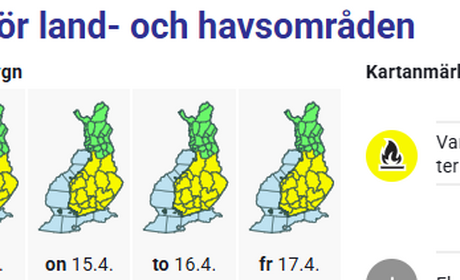 Maastopalovaroitus voimassa