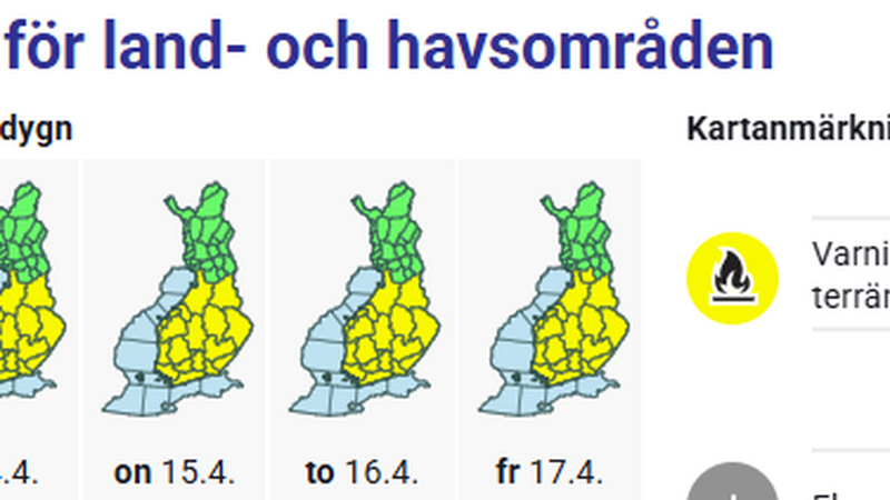 Maastopalovaroitus voimassa