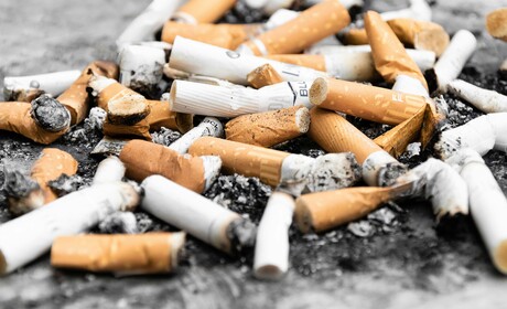 Släng inte cigarettfimpar på marken